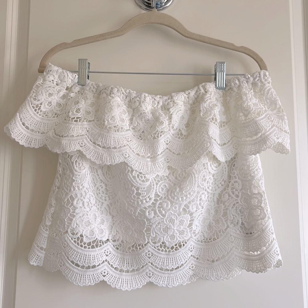 Lace Off-Shoulder Crop Top